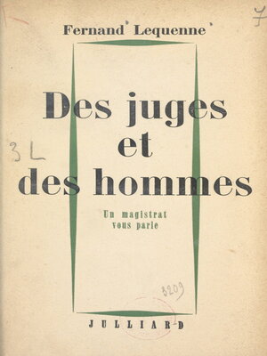 cover image of Des juges et des hommes